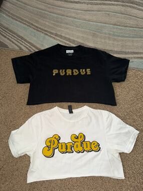 Purdue University cropped t-shirts in black and white Medium